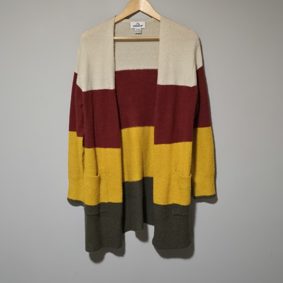 Fall Jordache Color Block Open Front Long Knit sweater - Picture 1 of 7
